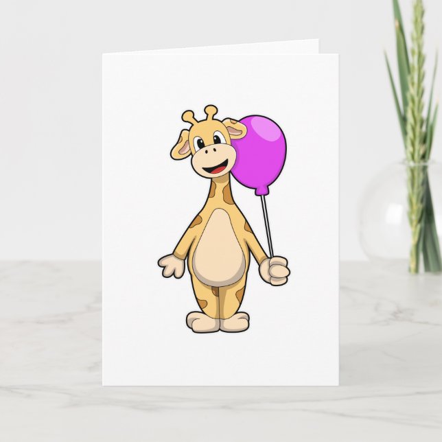 Giraffe with Balloon Card (Front)