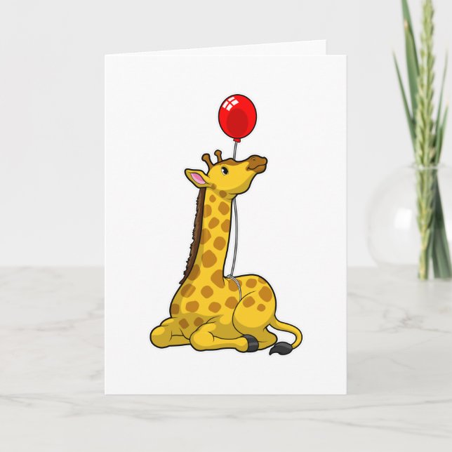 Giraffe with Balloon Card (Front)