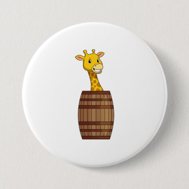 Giraffe with Barrel 7.5 Cm Round Badge (Front)