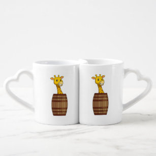 Giraffe with Barrel Coffee Mug Set