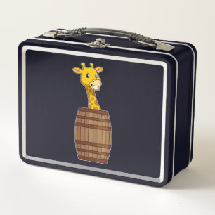 Giraffe with Barrel Metal Lunch Box