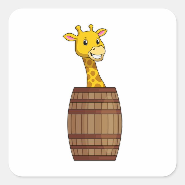 Giraffe with Barrel Square Sticker (Front)
