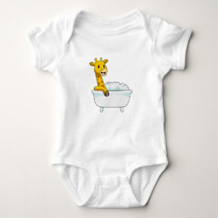 Giraffe with Bathtub with Foam Baby Bodysuit