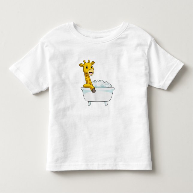 Giraffe with Bathtub with Foam Toddler T-Shirt (Front)