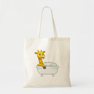 Giraffe with Bathtub with Foam Tote Bag