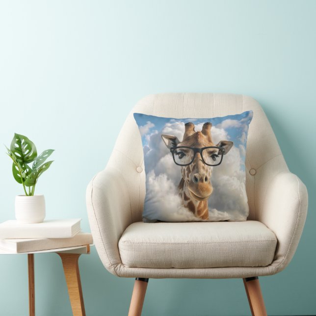 Giraffe with Black Eyeglasses in Cloud Cushion (Chair)