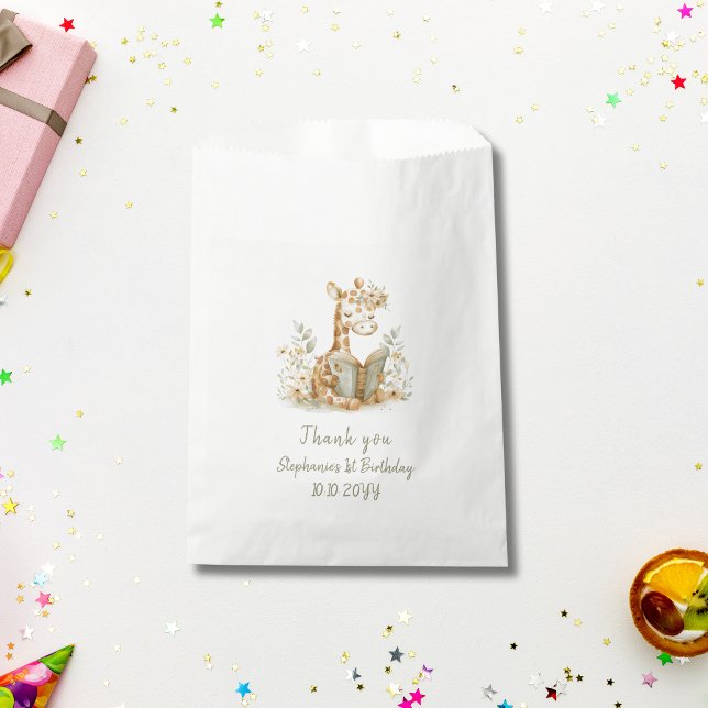 Giraffe with Book Chapter One 1st Birthday Party  Favour Bag (Creator Uploaded)