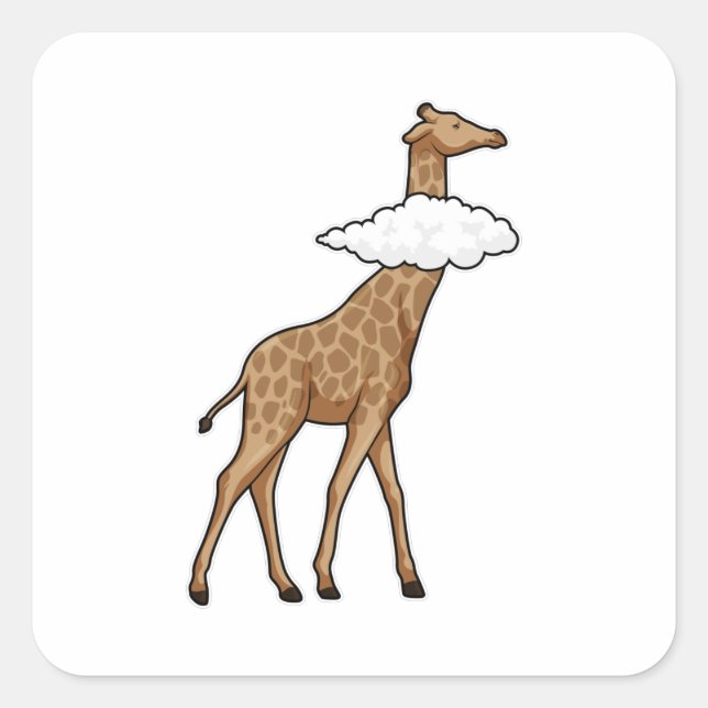 Giraffe with Cloud Square Sticker (Front)