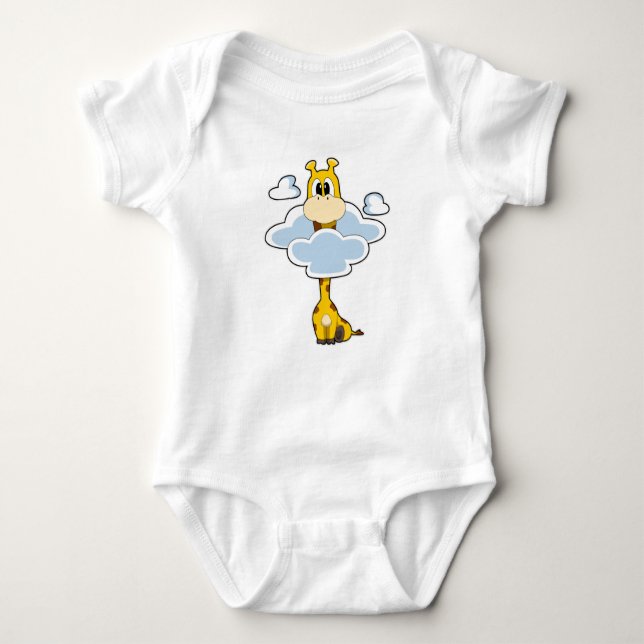 Giraffe with Clouds Baby Bodysuit (Front)