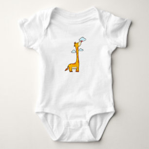 Giraffe with Clouds Baby Bodysuit