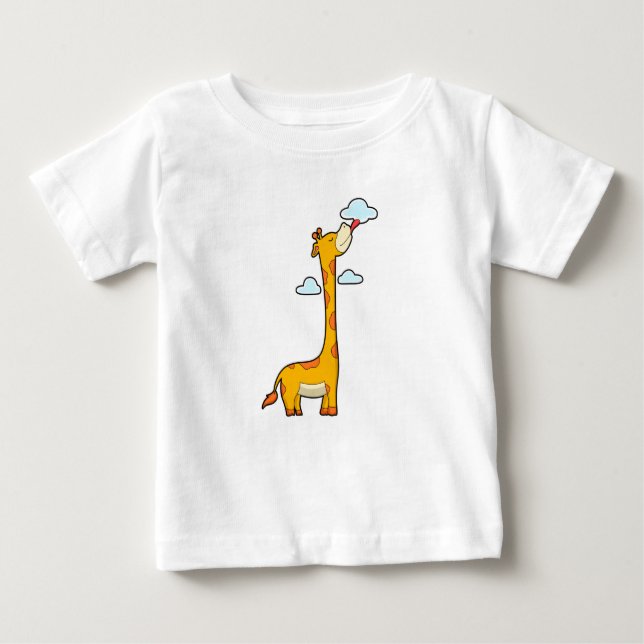 Giraffe with Clouds Baby T-Shirt (Front)