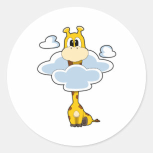 Giraffe with Clouds Classic Round Sticker