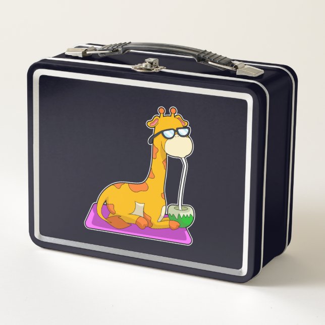 Giraffe with Coconut Metal Lunch Box (Front)