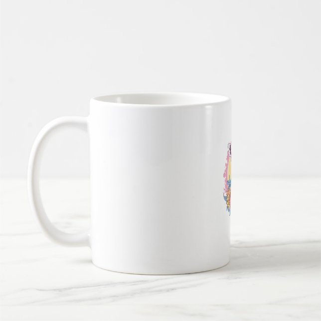 Giraffe With Colourful Floral Background   Coffee Mug (Left)