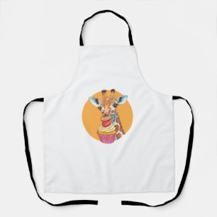 Giraffe With Cupcake   Apron