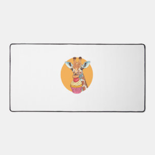 Giraffe With Cupcake   Desk Mat