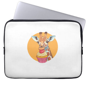 Giraffe With Cupcake   Laptop Sleeve
