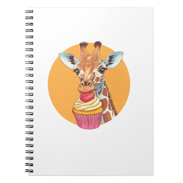 Giraffe With Cupcake   Notebook (Front)