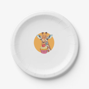 Giraffe With Cupcake Paper Plate