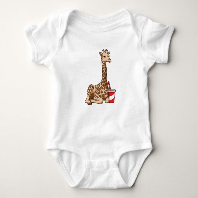 Giraffe with Drink Baby Bodysuit (Front)