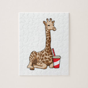 Giraffe with Drink Jigsaw Puzzle