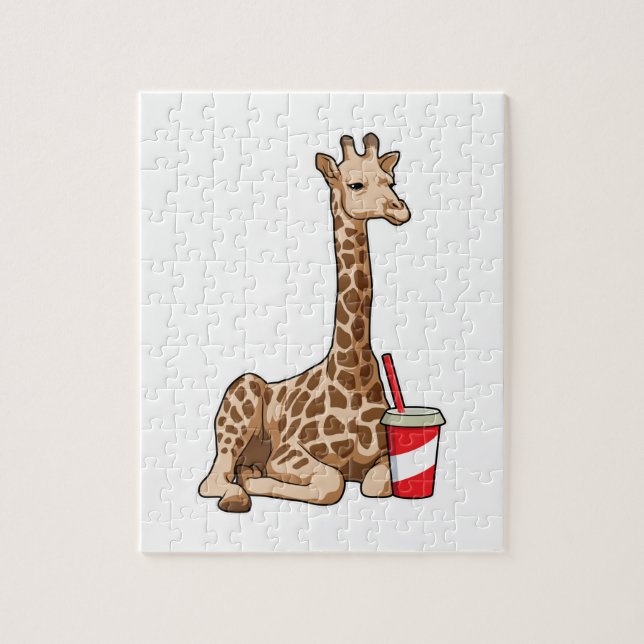 Giraffe with Drink Jigsaw Puzzle (Vertical)