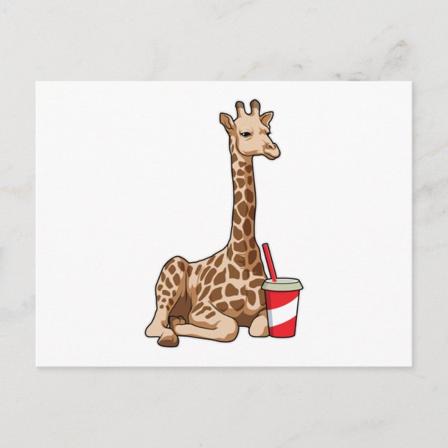 Giraffe with Drink Postcard (Front)