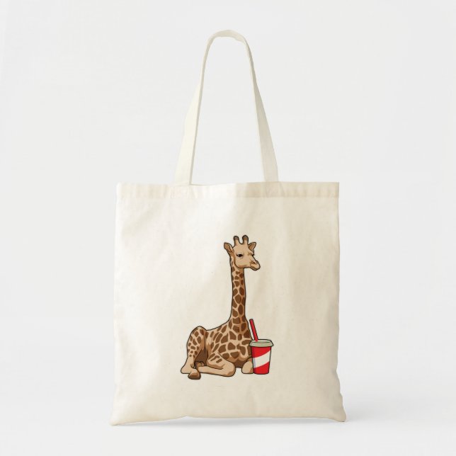 Giraffe with Drink Tote Bag (Front)