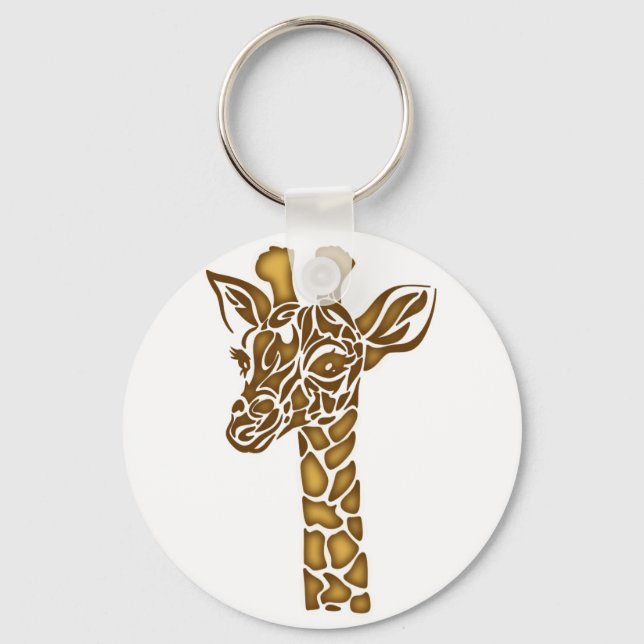 Giraffe with ethnic and tribal ornaments key ring (Front)