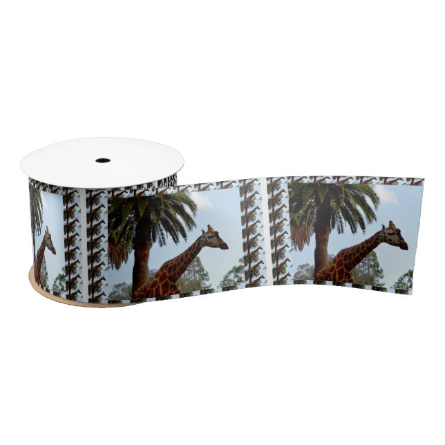 Giraffe With Giraffes Edging, Satin Ribbon (Spool)