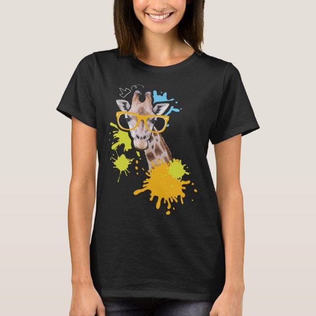 Giraffe with Glasses I Animal  I Giraffes T-Shirt (Front)