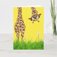 Giraffe with Glasses on Polka Dots