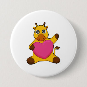 Giraffe with Heart 7.5 Cm Round Badge