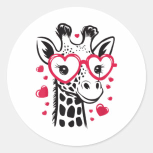 Giraffe With Heart Gles Love Celebration Valentine Classic Round Sticker