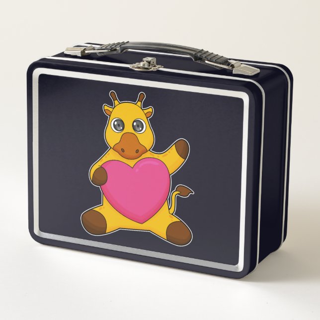 Giraffe with Heart Metal Lunch Box (Front)