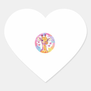 Giraffe With Hearts Adorable Colourful Love Heart Sticker