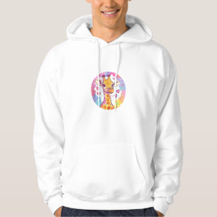 Giraffe With Hearts Adorable Colourful Love Hoodie