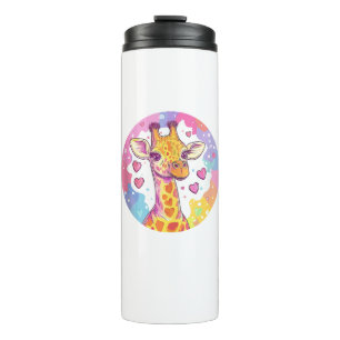 Giraffe With Hearts Adorable Colourful Love  Thermal Tumbler