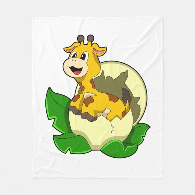 Giraffe with Leaf & Egg Fleece Blanket (Front)