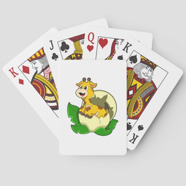 Giraffe with Leaf & Egg Playing Cards (Back)