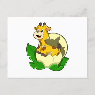Giraffe with Leaf & Egg Postcard