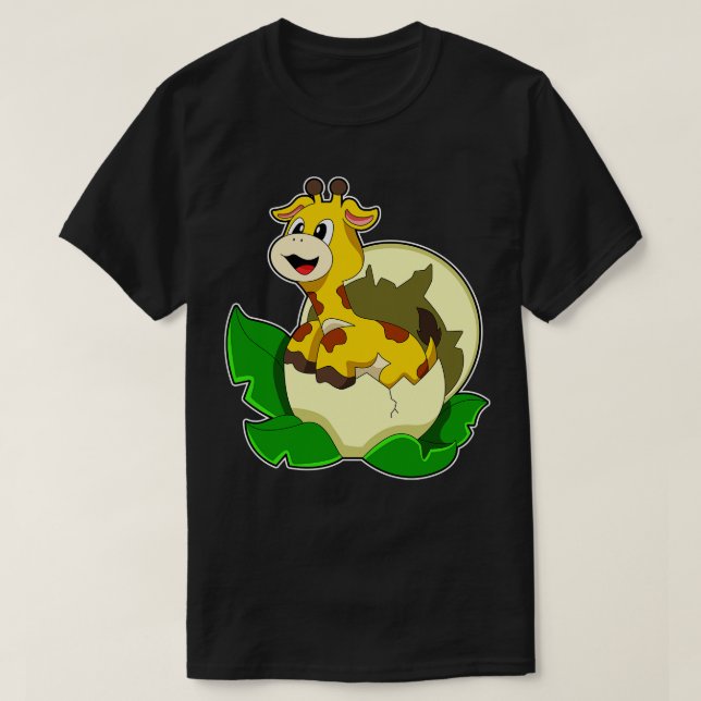 Giraffe With Leaf  Egg  T-Shirt (Design Front)