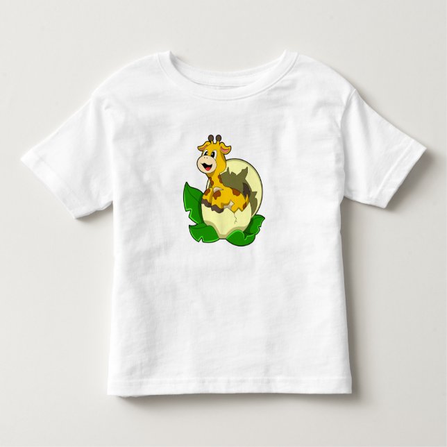 Giraffe with Leaf & Egg Toddler T-Shirt (Front)