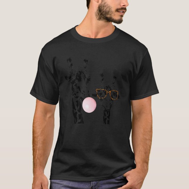 Giraffe With Leopard Print Glasses Tee Giraffe Che (Front)
