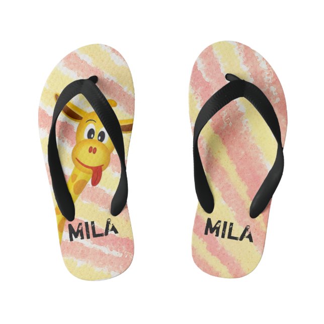 Giraffe with lots of colour kid's thongs (Footbed)