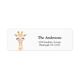 Giraffe with Mask Return Address Label