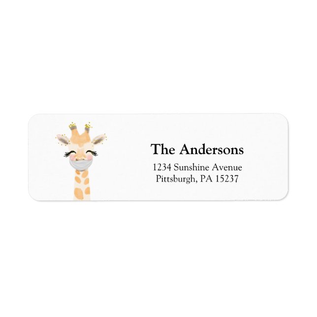 Giraffe with Mask Return Address Label (Front)