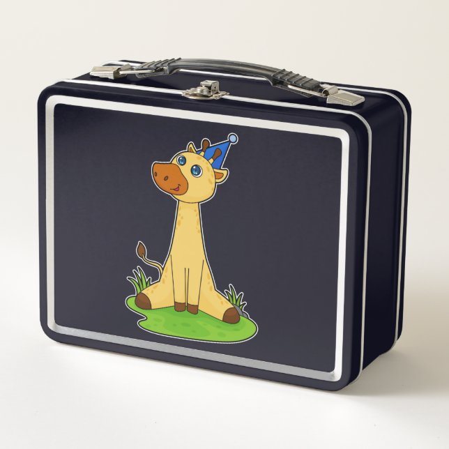 Giraffe with Party hat Metal Lunch Box (Front)