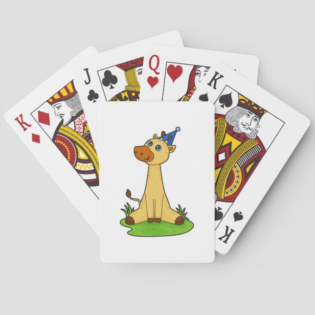 Giraffe with Party hat Playing Cards (Back)