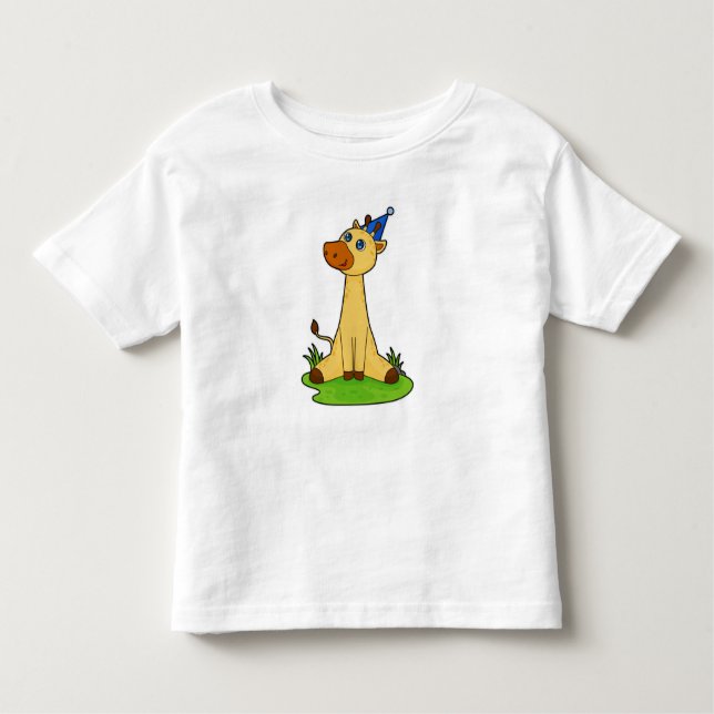Giraffe with Party hat Toddler T-Shirt (Front)
